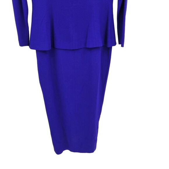 Vintage 80's Daymor Couture Gown 6 Blue Peplum Beaded Front Slit Modest Sexy - Picture 13 of 17